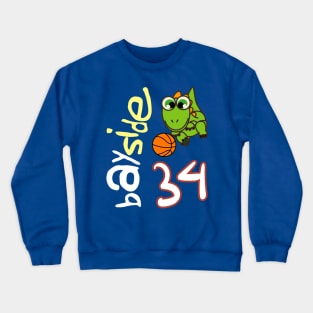 Bayside Dinosaurs Wavy Retro Basketball Jersey #34 Crewneck Sweatshirt